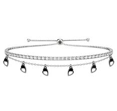 Handmade Silver Jewelry Heart Tennis Bracelet